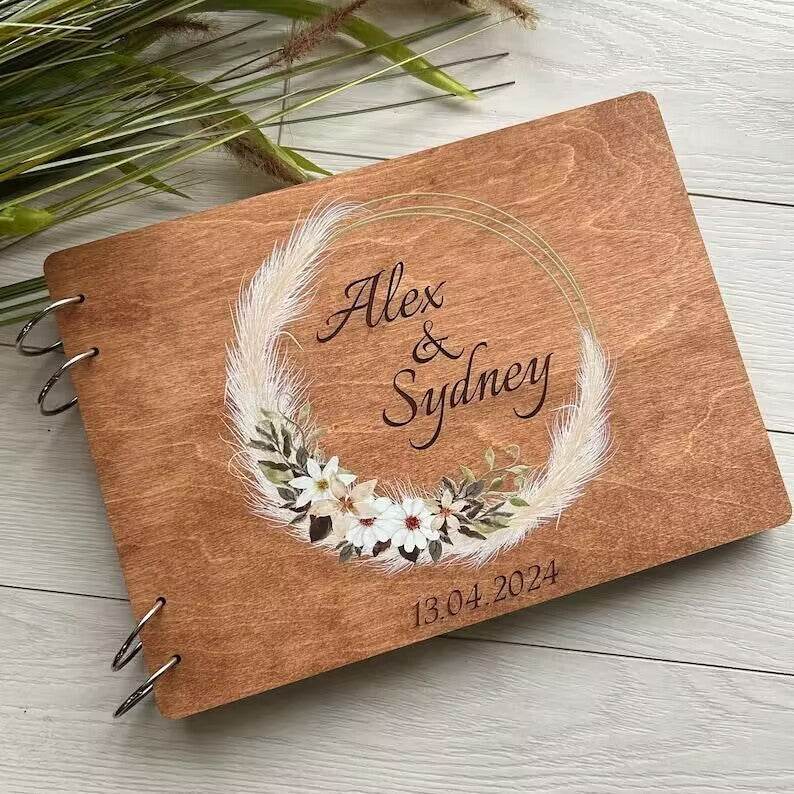 Creative Wooden Wedding Message Book, Photo Album, Notebook - P12 Hub Europe