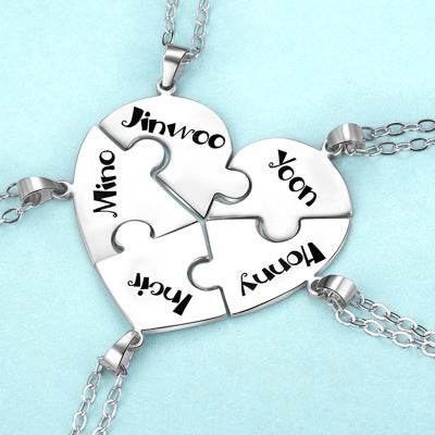 Engraved S925 Silver Jigsaw Puzzle Breakable Heart Pendant Necklaces for Couples, Friends & Family - P12 Hub Europe