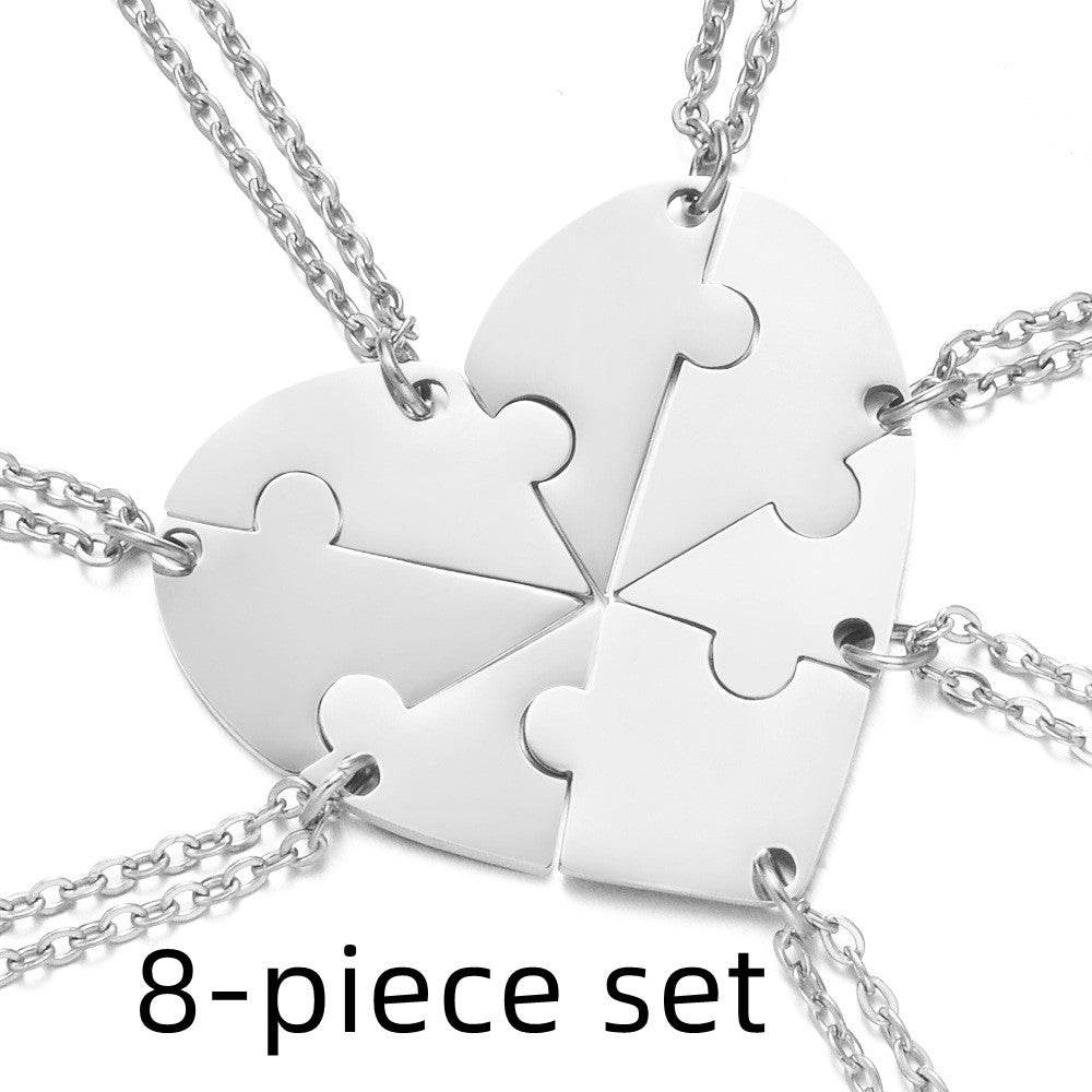 Stainless Steel Combination Heart-shaped Necklace Lettering - P12 Hub Europe