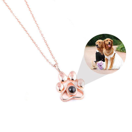 Customized Silver Cute Footprint Colorful Photos Projection Necklace - P12 Hub Europe