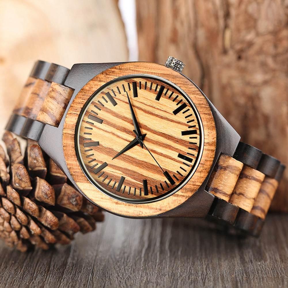 Men's And Women's Large Dial Wood Quartz Watch - P12 Hub Europe