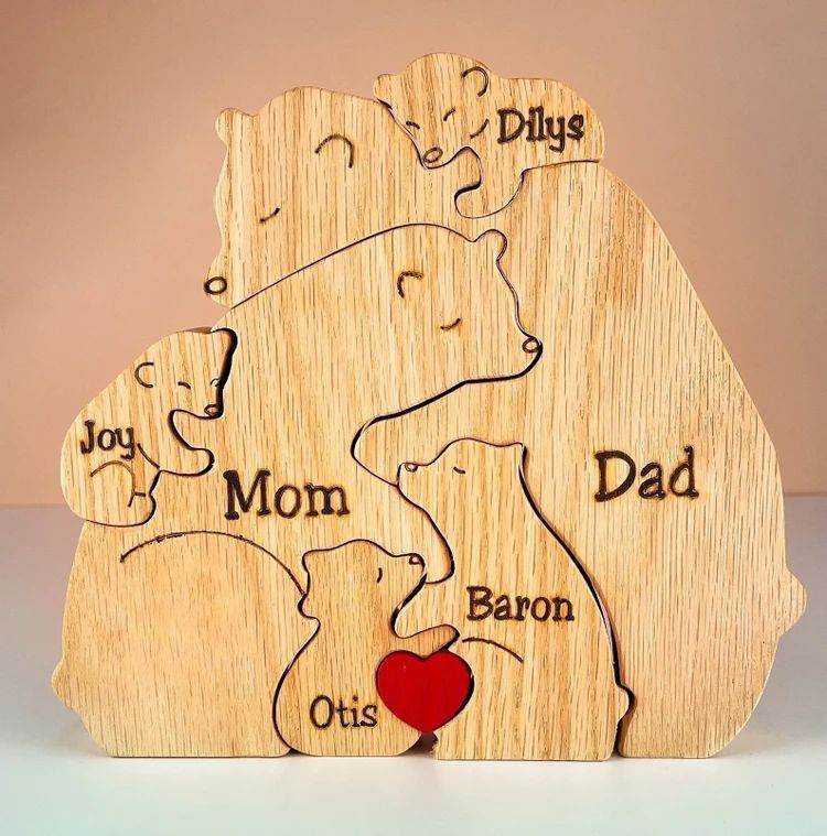 Handmade Wooden Bear Family Personalized Carving Crafts - P12 Hub Europe