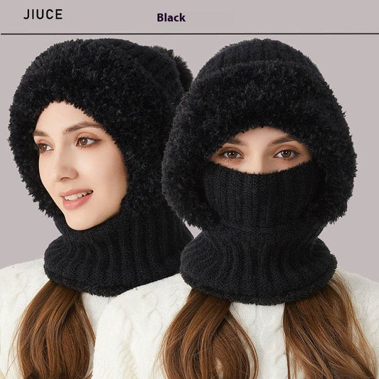 High Elastic Solid Color Knitted Hat Scarf Mask One-piece - P12 Hub Europe