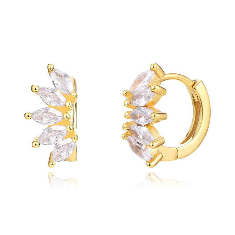 Ins Style Color Zircon All-match Earrings Symmetrical Horse Eye Stone - P12 Hub Europe