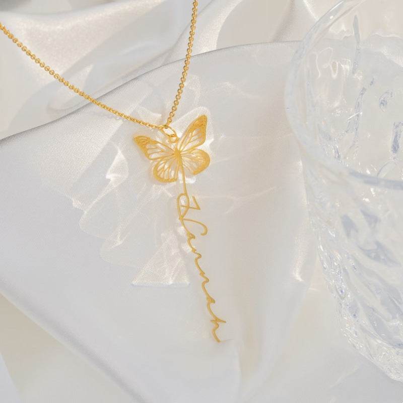 Diy Design Name Butterfly Personality Unique Letter Butterfly Necklace - P12 Hub Europe