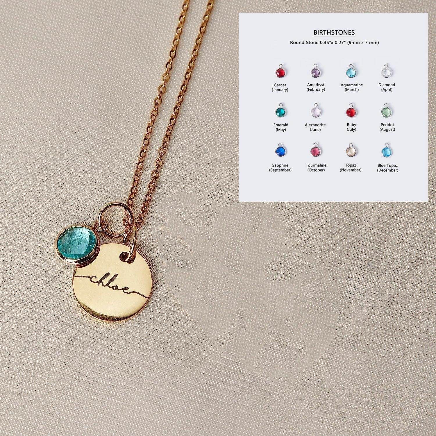 Personalized Name Engraving Necklace Birthstone Pendants Stackable Jewelry Birthday Gift For Women Mom Wife Daughter Friend - P12 Hub Europe