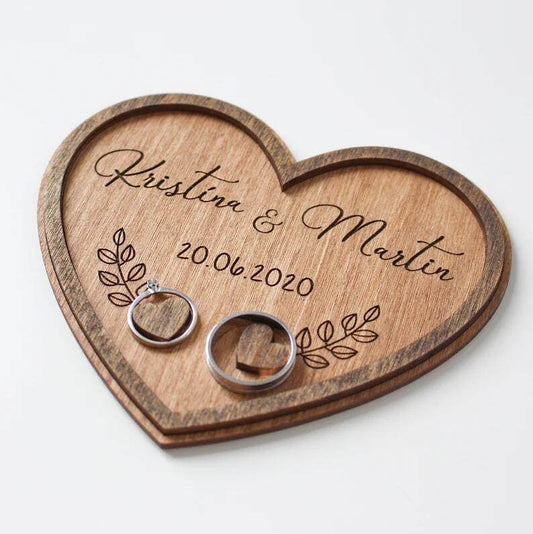 Personalized Wooden Wedding Ring Holder - P12 Hub Europe