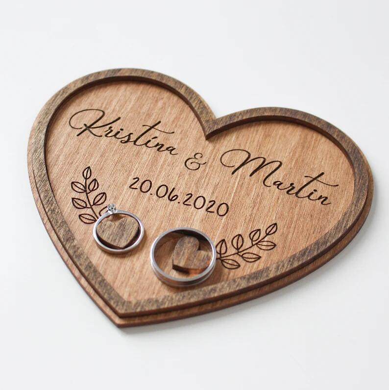 Personalized Wooden Wedding Ring Holder - P12 Hub Europe