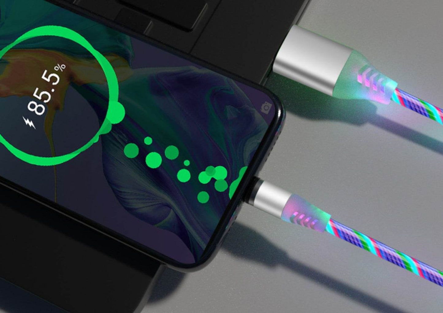 Compatible with Apple, Flowing Ligh Magnetic Streamer Data Line Cable for Iphone Android Typec - P12 Hub Europe