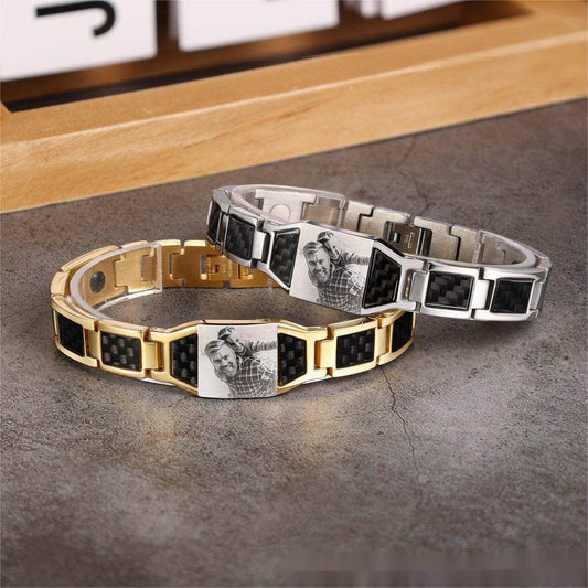 Men's Bracelet Magnet Carbon Fiber Titanium Steel - P12 Hub Europe