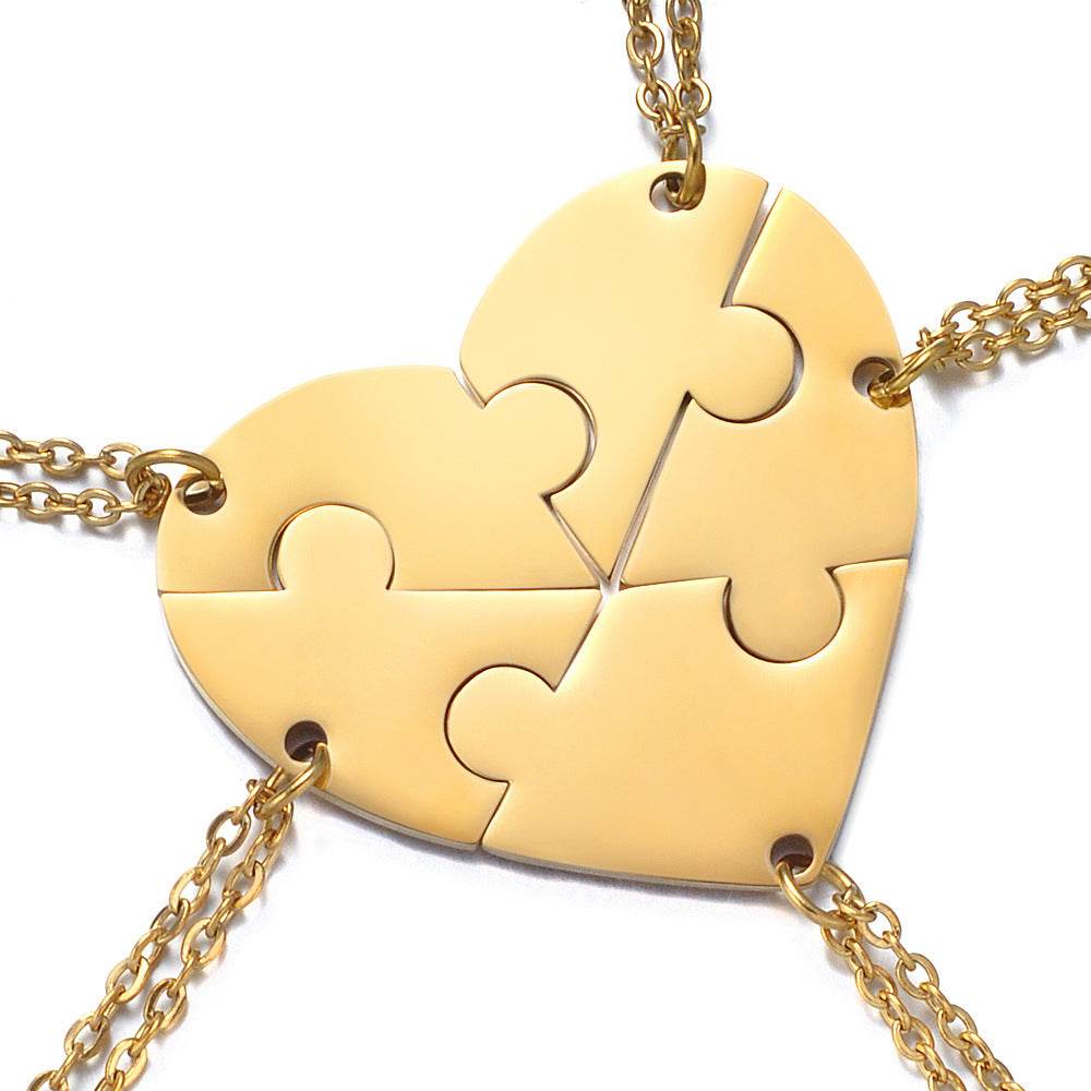 Stainless Steel Combination Heart-shaped Necklace Lettering - P12 Hub Europe