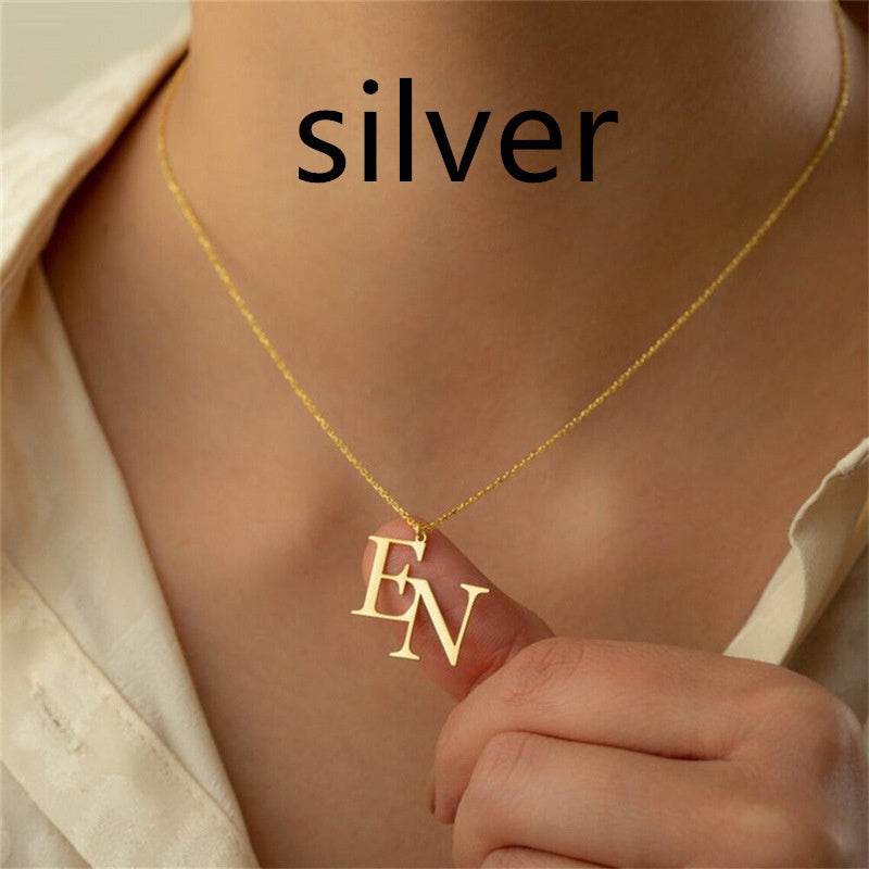 Stainless Steel Gold-plated Personalized Letter Pendant Necklace - P12 Hub Europe