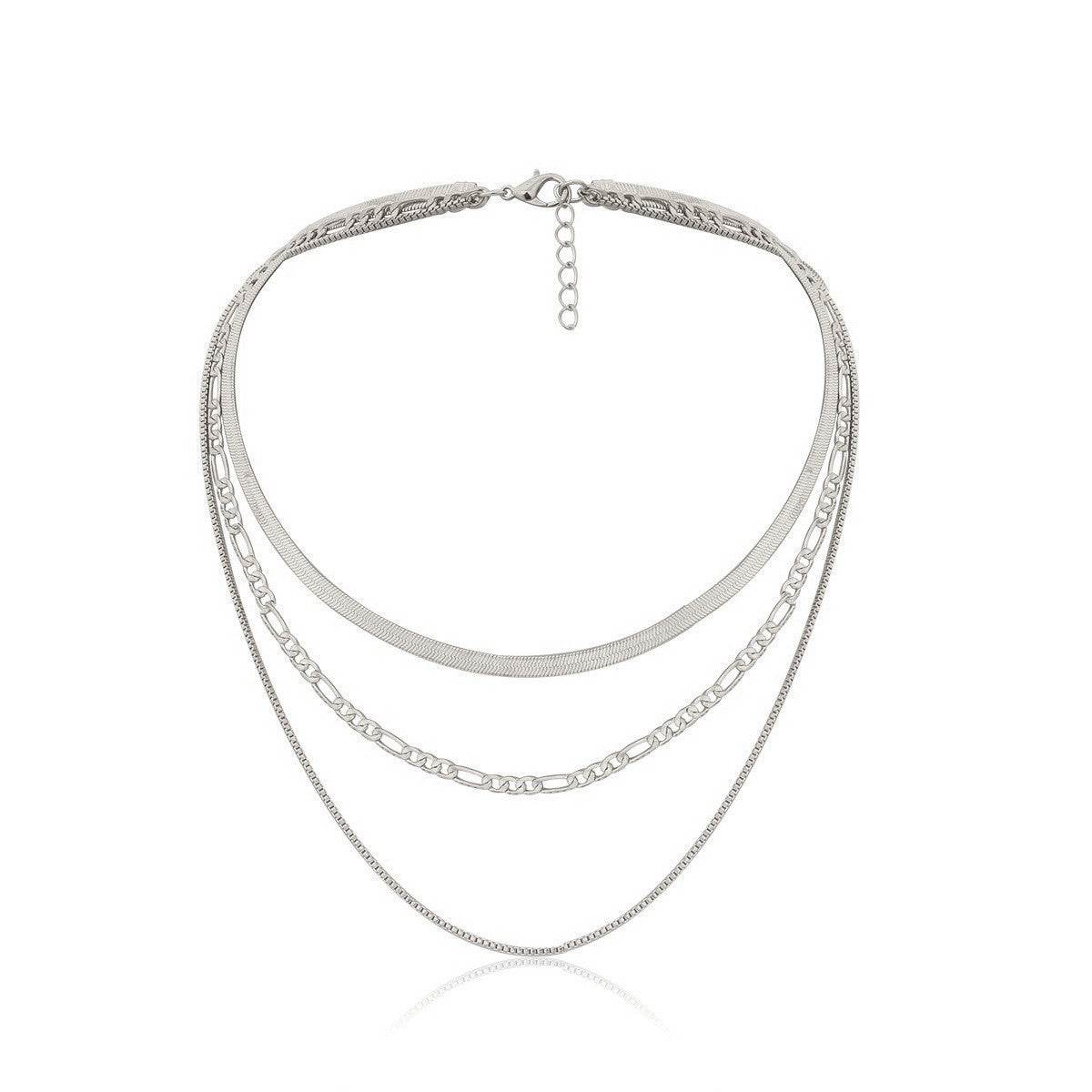 Punk Geometric Snake Bones Chain Multi-layer Necklace - P12 Hub Europe
