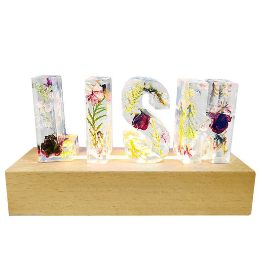 Dried Flower English Alphabet Night Light Base Table - P12 Hub Europe
