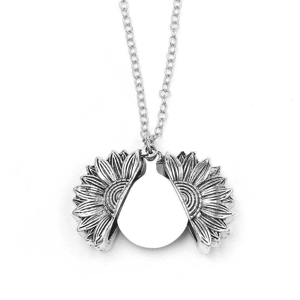 Personalized Engrave Name Date Sun Flower Necklace Fashion Custom Text For Women Men Choker Chain Jewelry Charm Gift - P12 Hub Europe