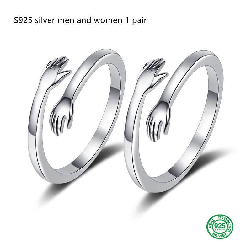 S925 Silver Hug Palm Finger Smooth Exquisite Couple Ring - P12 Hub Europe