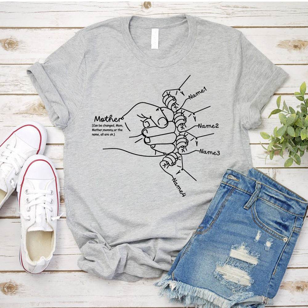 Hand Drawn Mom Kids Fist Collision Shirt Personalized T-shirt - P12 Hub Europe