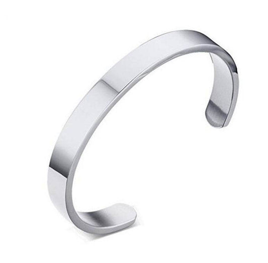 Custom Laser Engraving Smooth Stainless Steel Fine Bangle Jewelry C-shaped Bracelet - P12 Hub Europe