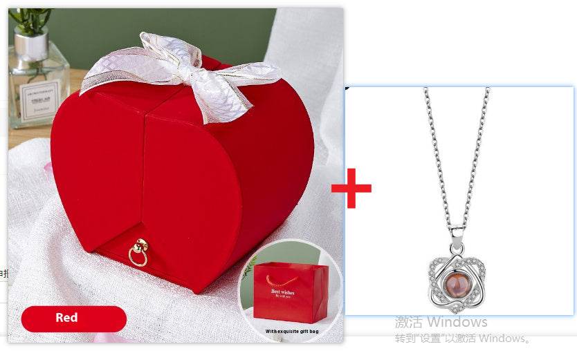 Apple Rose Jewelry Box Necklace Ring Ornament For Friends Christmas Valentine's Day - P12 Hub Europe