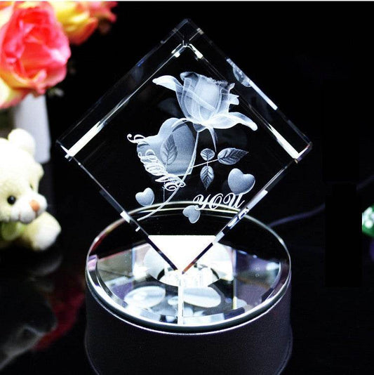 3D Crystal Inner Carved Rose Ornaments - P12 Hub Europe
