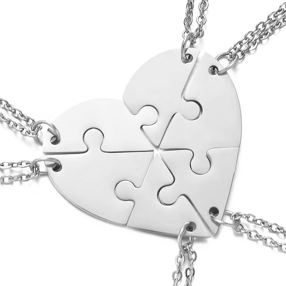 Stainless Steel Combination Heart-shaped Necklace Lettering - P12 Hub Europe