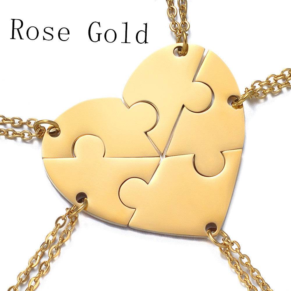 Stainless Steel Combination Heart-shaped Necklace Lettering - P12 Hub Europe