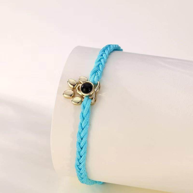 Beaded Personalized Photo Projection Bracelet Custom Photo Dog Paw Bracelet Pet Photo Necklace Cat PawPendant Commemorative Gift - P12 Hub Europe