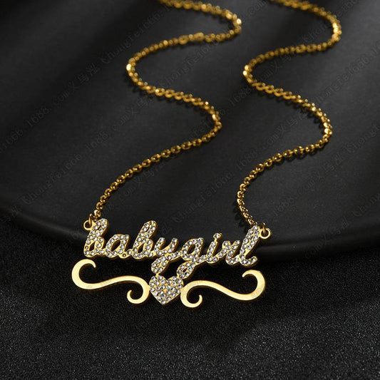 Love Heart Encrusted Diamond Name Letter Women Necklace - P12 Hub Europe