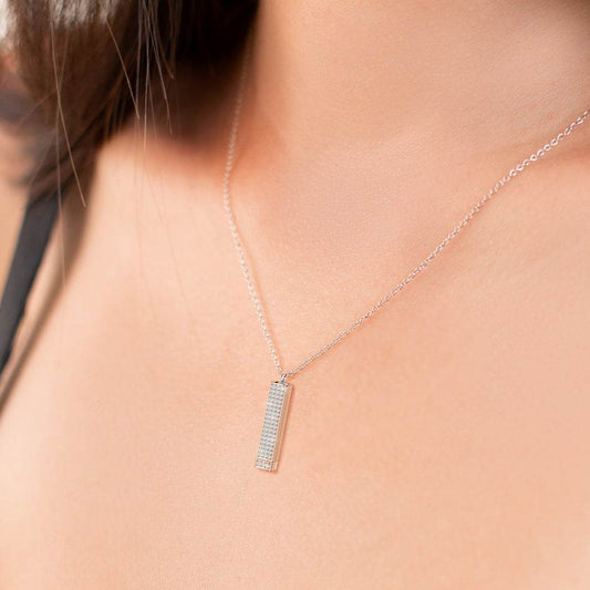 Simple Diamond Inlaid Rectangular Three-dimensional Necklace - P12 Hub Europe