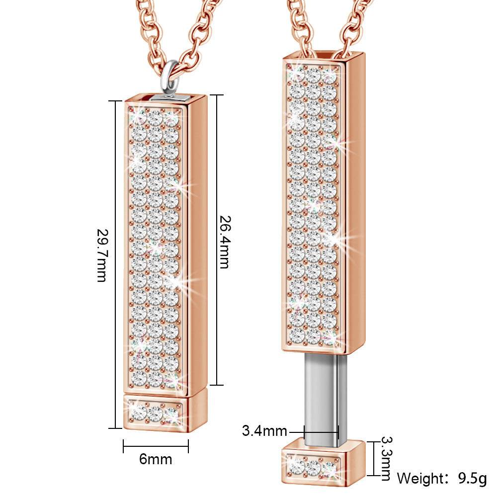 Simple Diamond Inlaid Rectangular Three-dimensional Necklace - P12 Hub Europe