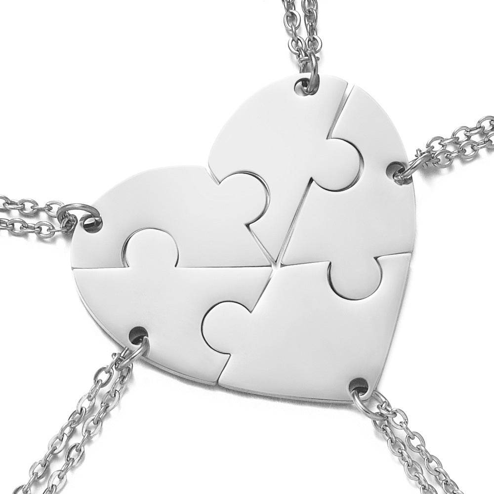 Stainless Steel Combination Heart-shaped Necklace Lettering - P12 Hub Europe