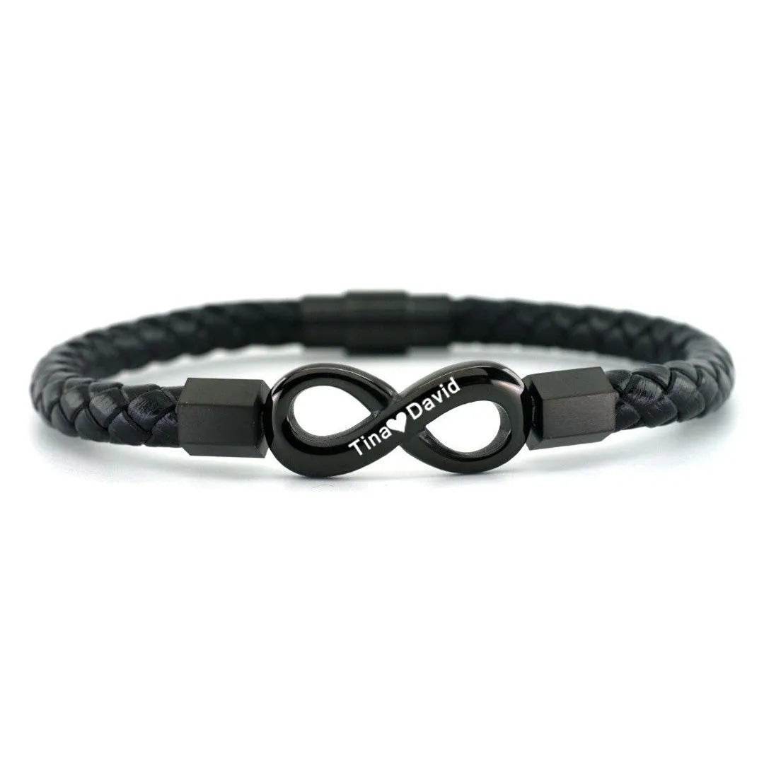 To My Man Custom Names Love You Forever And Always Infinity Leather Bracelet For Husband Dad Son - P12 Hub Europe