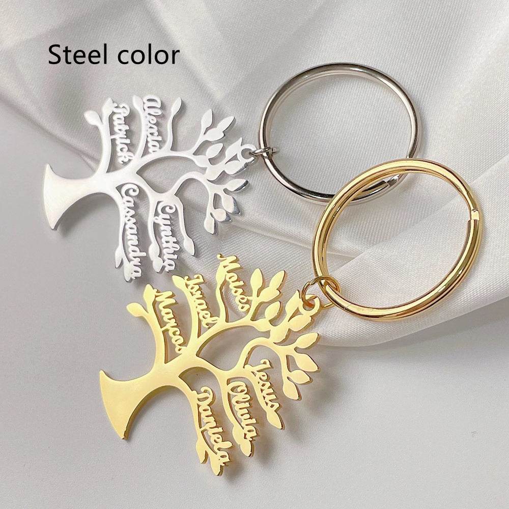 Personalized Tree Of Life Name Stainless Steel Keychain - P12 Hub Europe