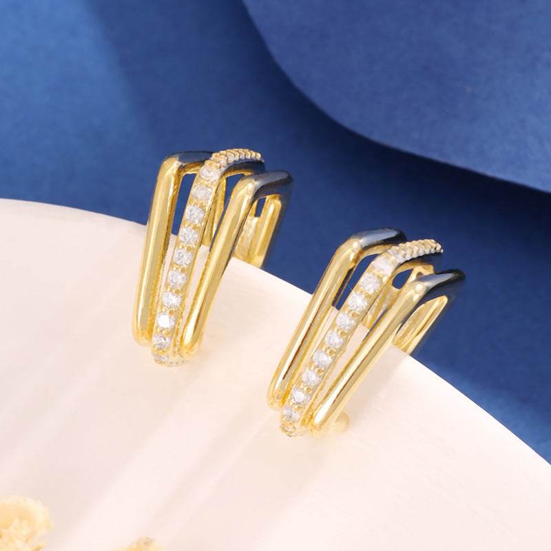 Special-interest Design Three-layer Square Stud Earrings - P12 Hub Europe