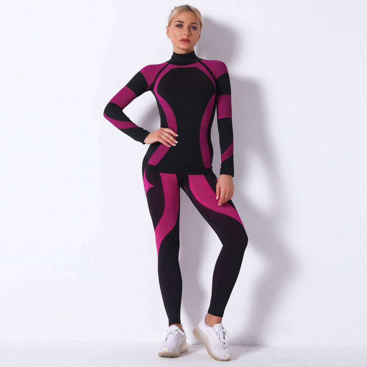 Striped Sports Yoga Long Sleeve Two-piece Suit - P12 Hub Europe