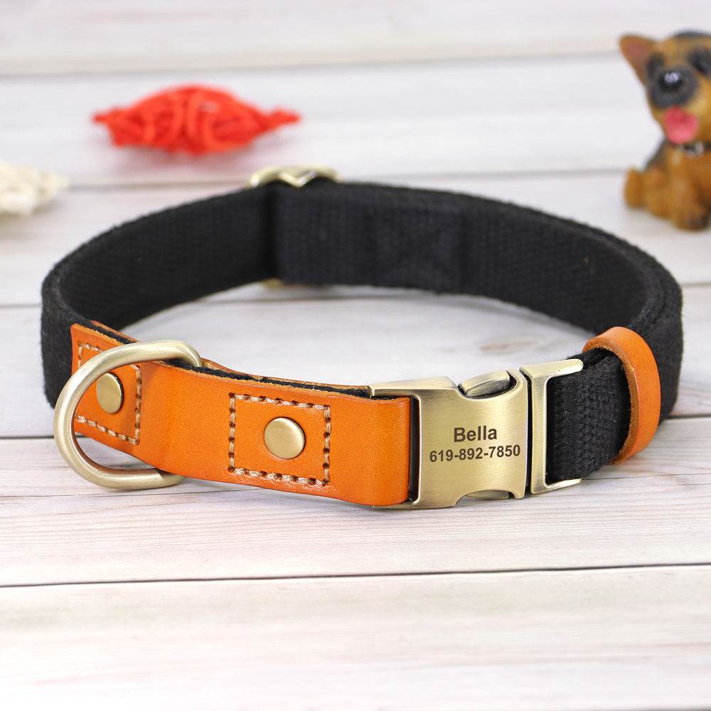 Cowhide Pet Collar Anti Lettering Lost Dog - P12 Hub Europe