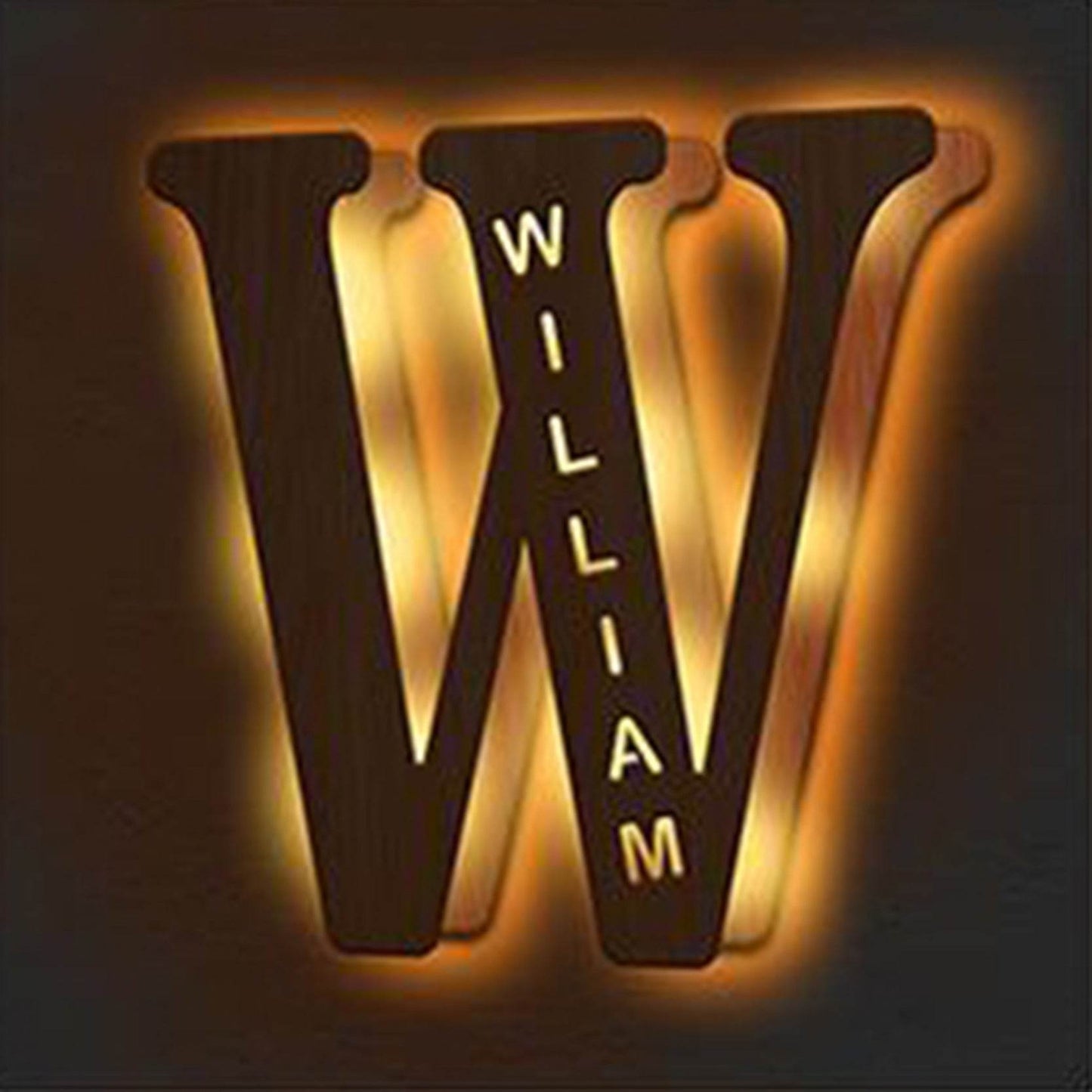 Custom Wooden Engraved USB LED Night Light 24 Letter Bedroom Home Decoration Birthday Gift for Friend Decorative Wall Lamp - P12 Hub Europe