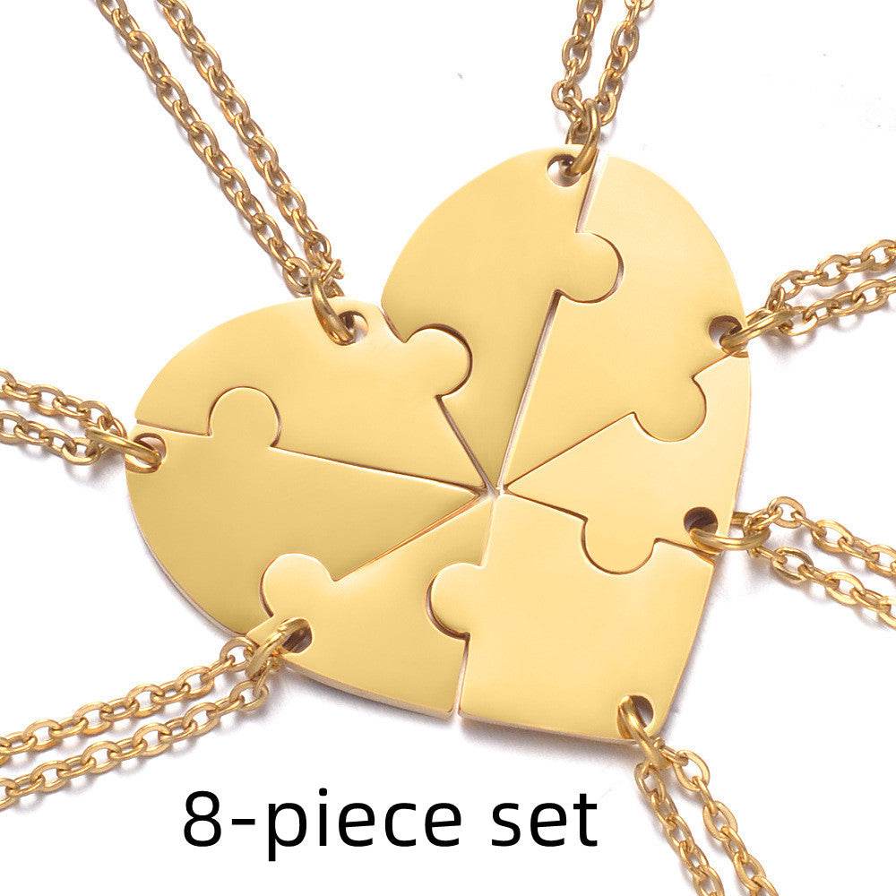 Stainless Steel Combination Heart-shaped Necklace Lettering - P12 Hub Europe
