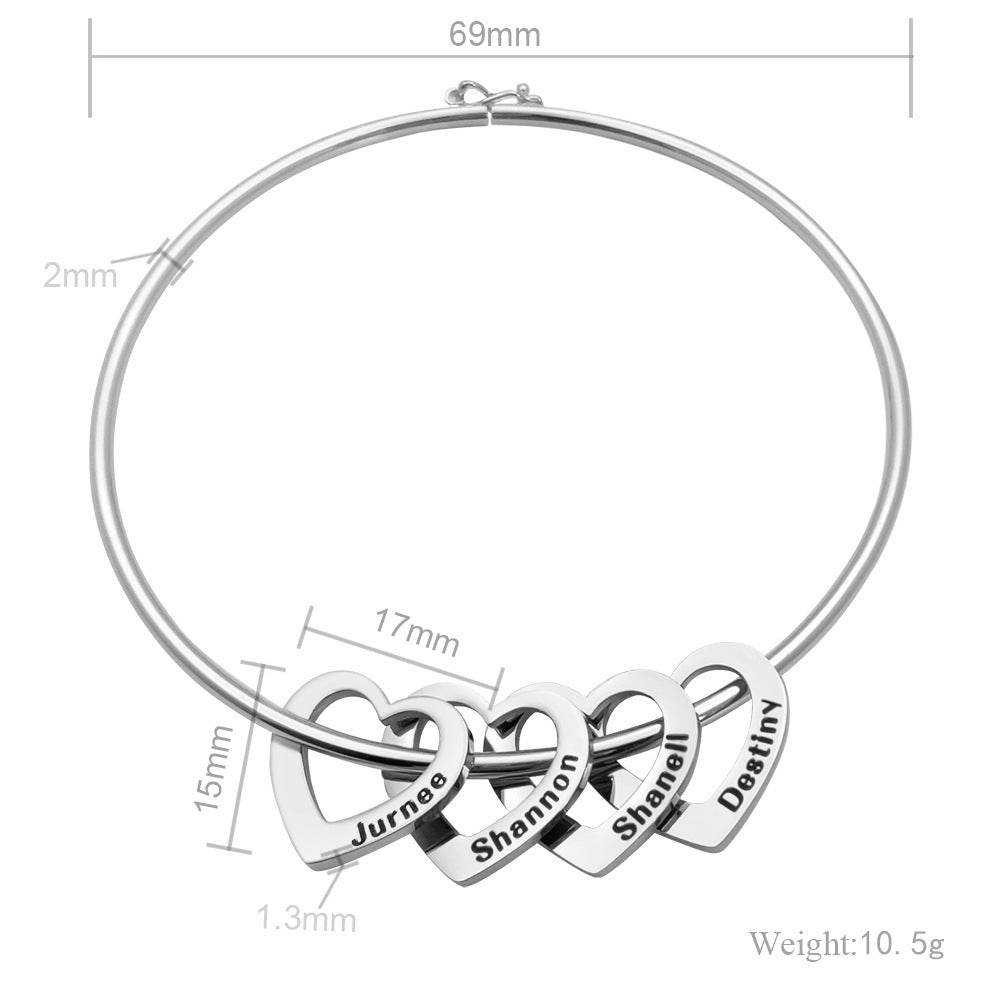 Love Bracelet Peach Heart Name Lettering Titanium Steel Bracelet - P12 Hub Europe