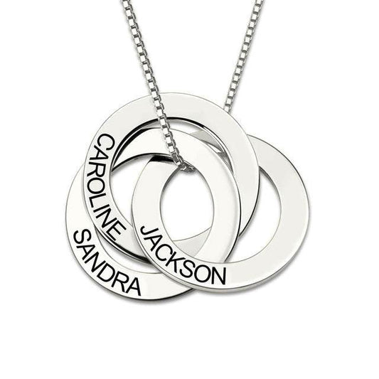 Silver Necklace Personalized Russian Interlocking Circles Necklace Gift For Women - P12 Hub Europe