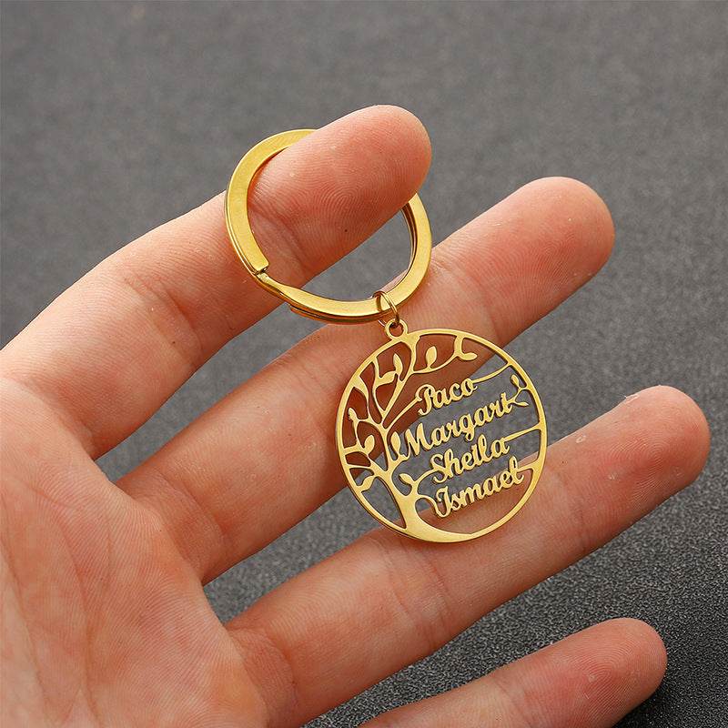 Custom Name Tree Of Life Stainless Steel Keychain - P12 Hub Europe
