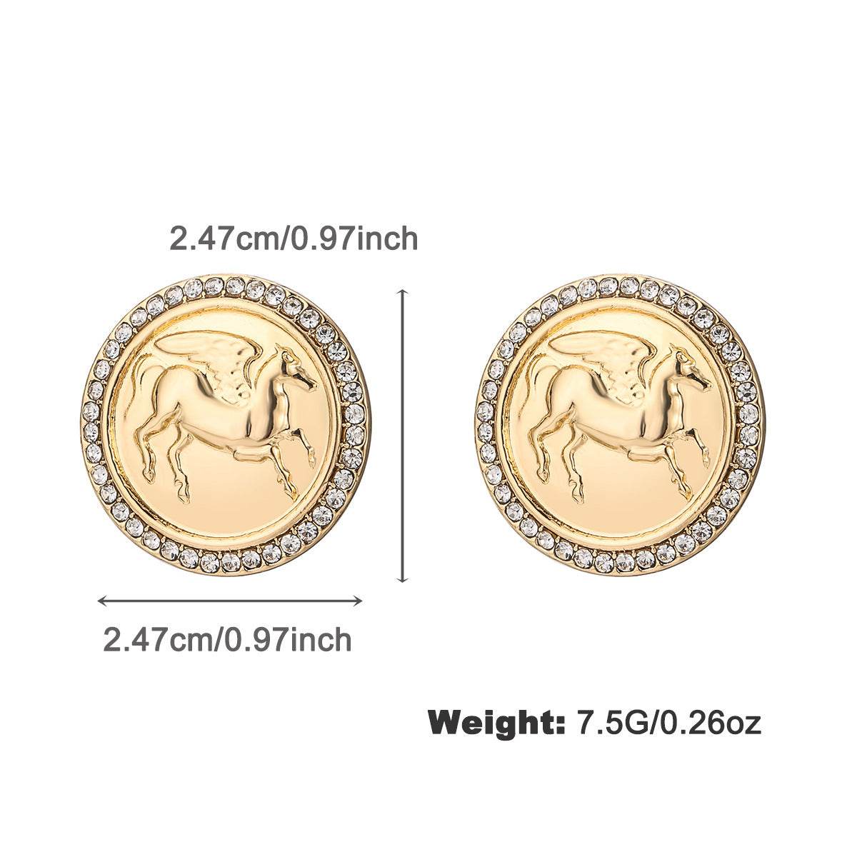 Ancient Coin Relief Pegasus Figure Carving Necklace And Earrings Suite - P12 Hub Europe