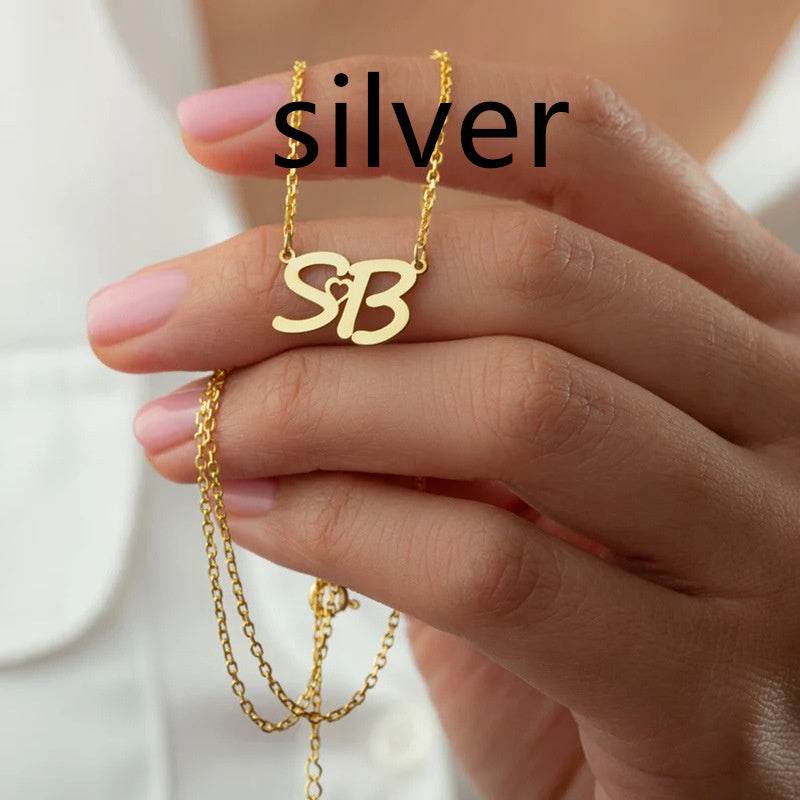 Stainless Steel Gold-plated Personalized Letter Pendant Necklace - P12 Hub Europe