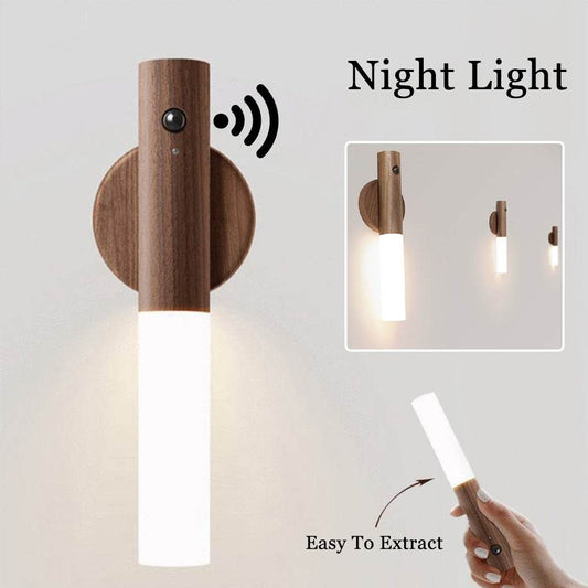 Auto LED USB Magnetic Wood Wireless Night Light Corridors Porch Lights PIR Motion Sensor Wall Light Cabinet Lamp - P12 Hub Europe