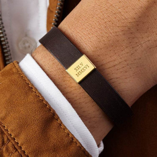 Men's Simple Black Cowhide Stainless Steel Bracelet - P12 Hub Europe