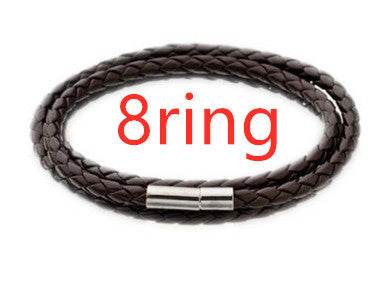 Personalized Mens Braided Genuine Leather Bracelet Stainless Steel Custom Beads Name Charm Bracelet For Men With Family Names - P12 Hub Europe