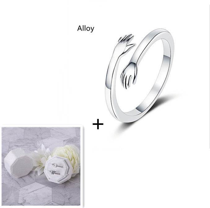 S925 Silver Hug Palm Finger Smooth Exquisite Couple Ring - P12 Hub Europe