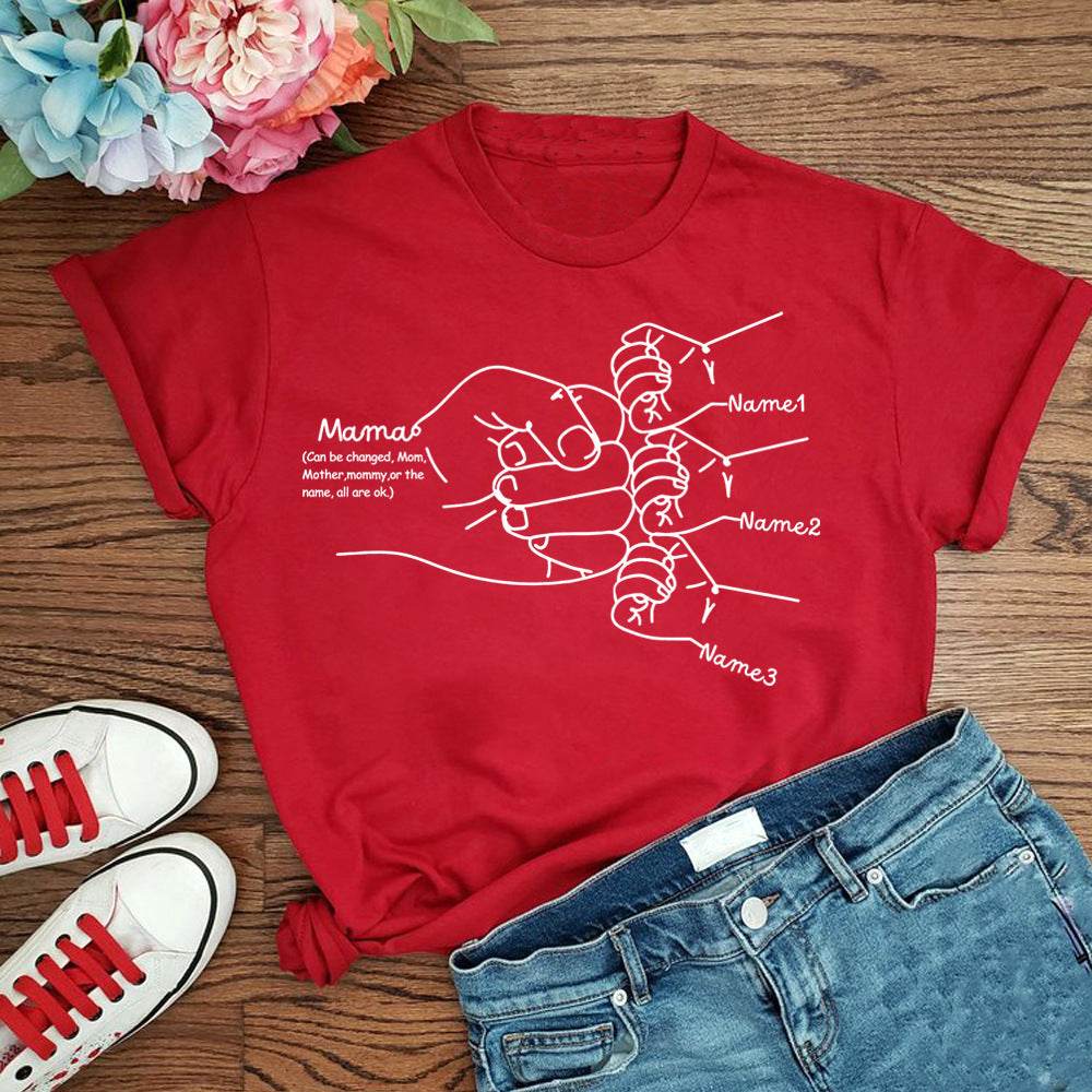 Hand Drawn Mom Kids Fist Collision Shirt Personalized T-shirt - P12 Hub Europe