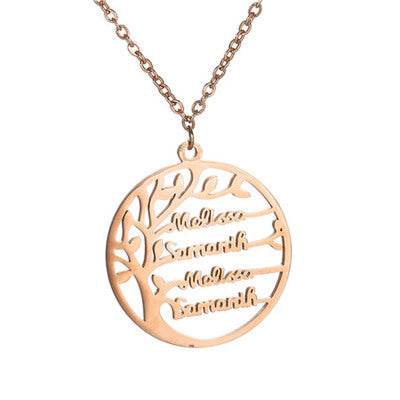 Custom Family Names Pendants Vintage Life Tree Women Necklace 1-4 Names Personalize Father Son Mother Daughter Birthday Gift - P12 Hub Europe