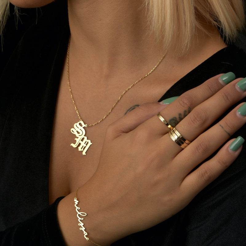 Stainless Steel Gold-plated Personalized Letter Pendant Necklace - P12 Hub Europe